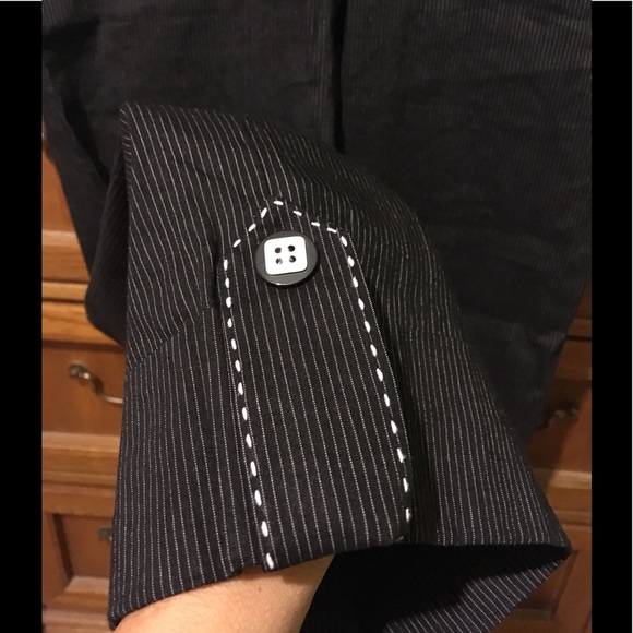 Bebe black pinstriped Capri slacks - Picture 3 of 6